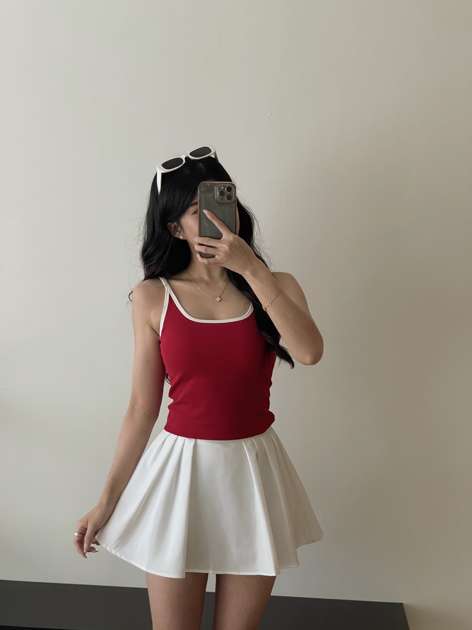 Contrast Trim Padded / 撞色边吊带胸垫背心