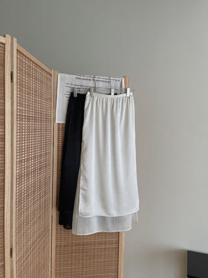 Satin Mesh Layers Skirt / 欧根纱缎面双层半身裙