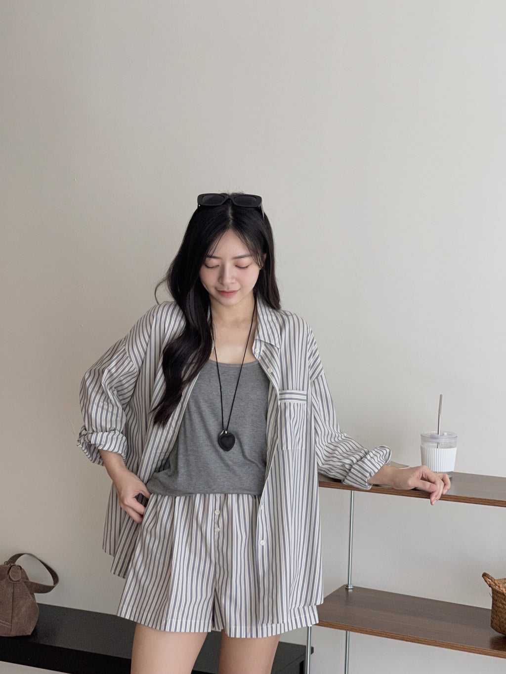 Striped Effortless 3pcs Set / 条纹慵懒风三件套