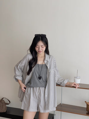 Striped Effortless 3pcs Set / 条纹慵懒风三件套