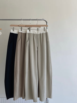 Spliced Waist Lounge Pants / 慵懒撞色拼接弯刀裤