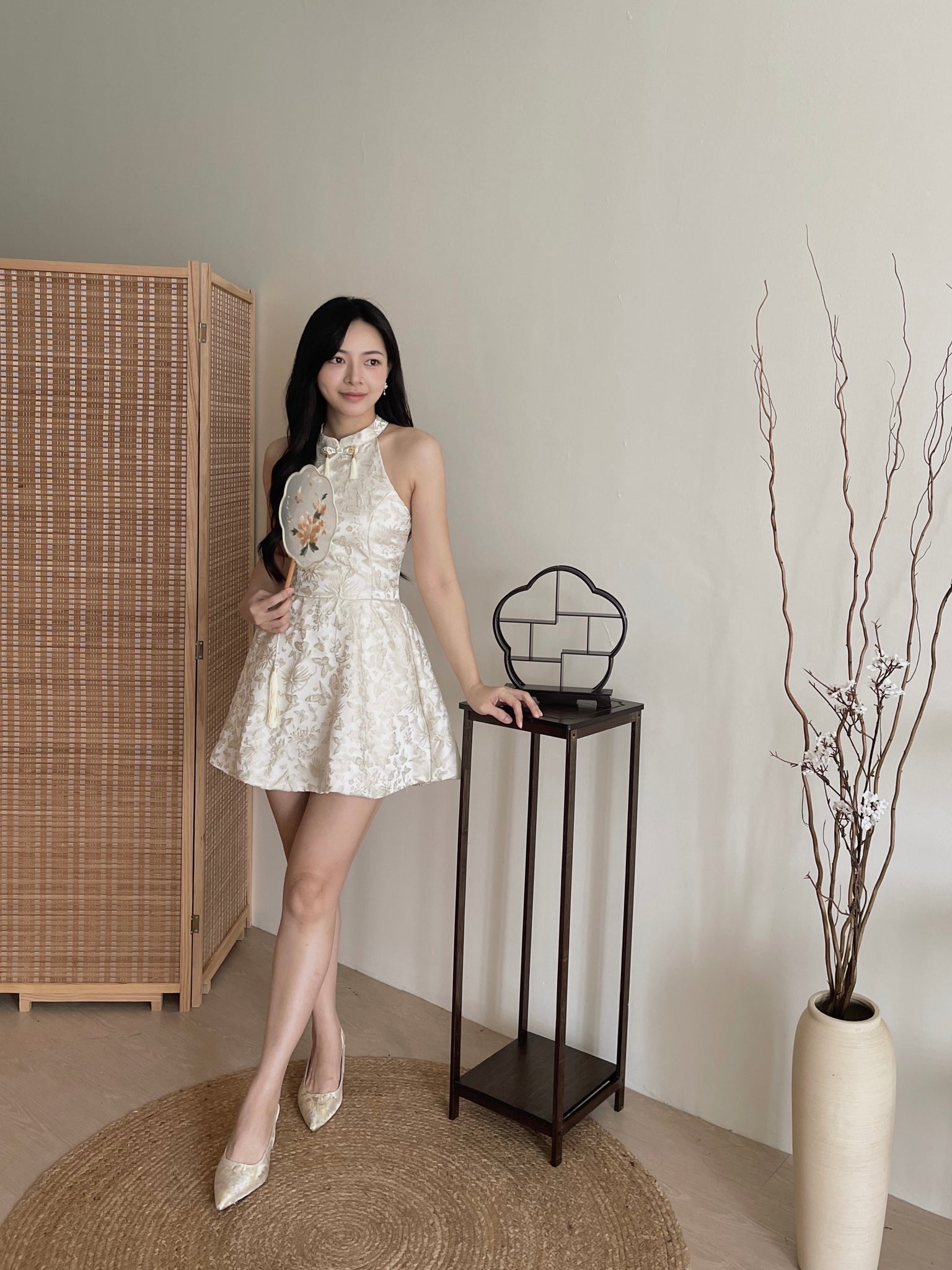 Carlin Emboss Jacquard Jumpsuit Dress / 【花影仙蝶】浮雕提花连体旗袍