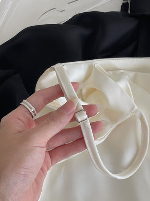Ruffle Strap Satin Top / 缎面荷叶肩带小衫
