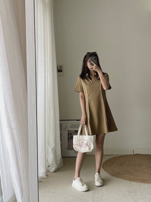 Casual Collar Polo Dress / 学院风线条Polo裙