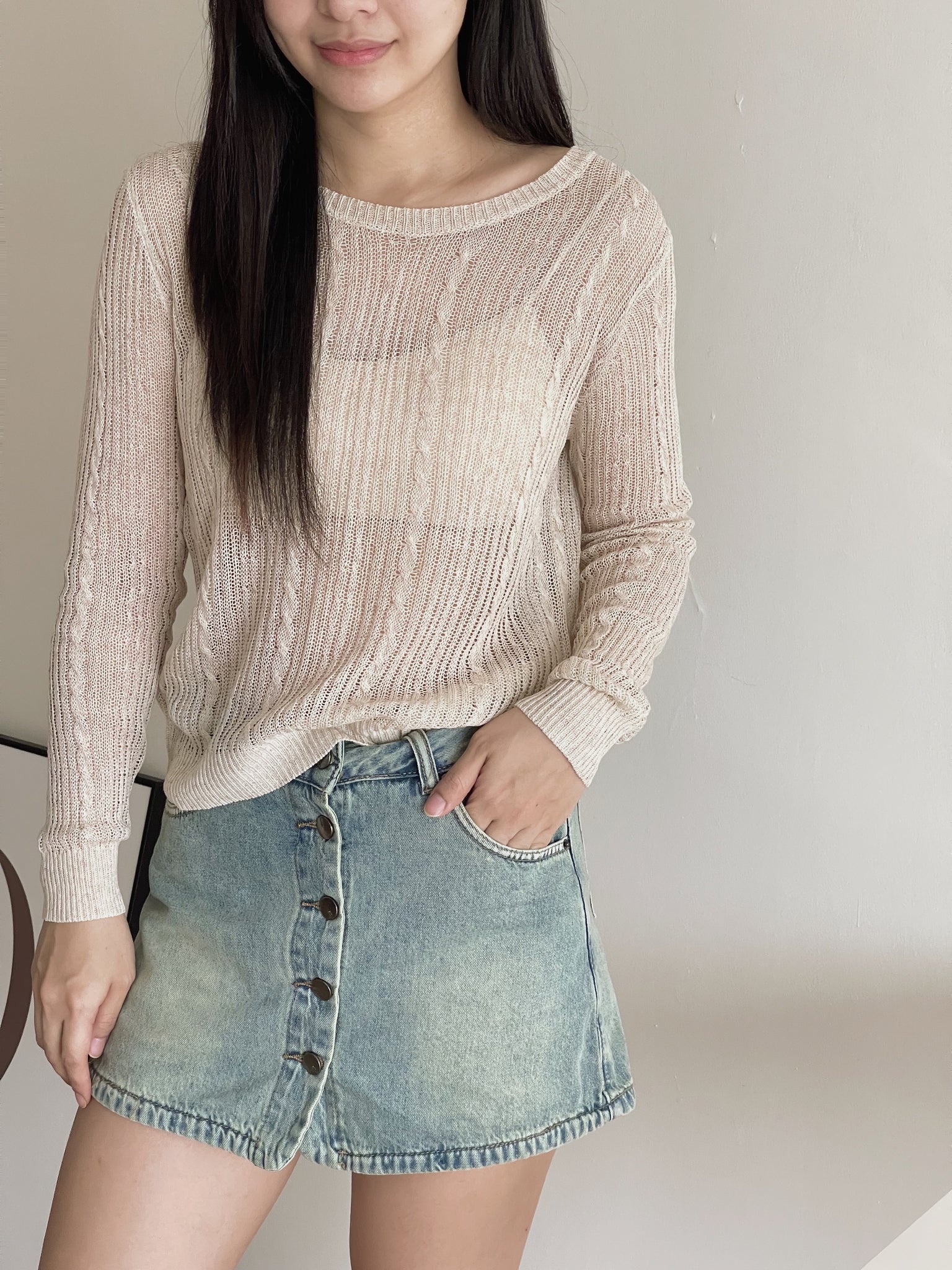 Hole Knit Sweater / 镂空针织长袖衫