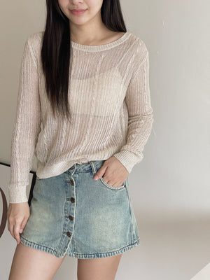 Hole Knit Sweater / 镂空针织长袖衫