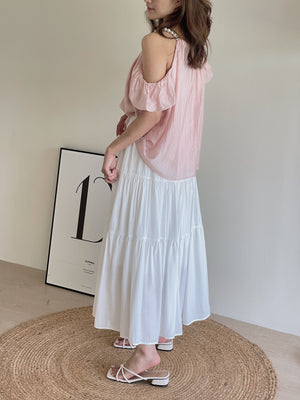 Tiered Flare Maxi Skirt / 飘逸拼接半身长裙