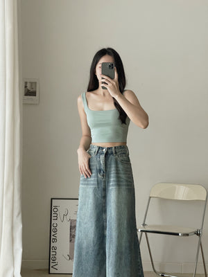Square Neck Padded Tank Top / 方领胸垫背