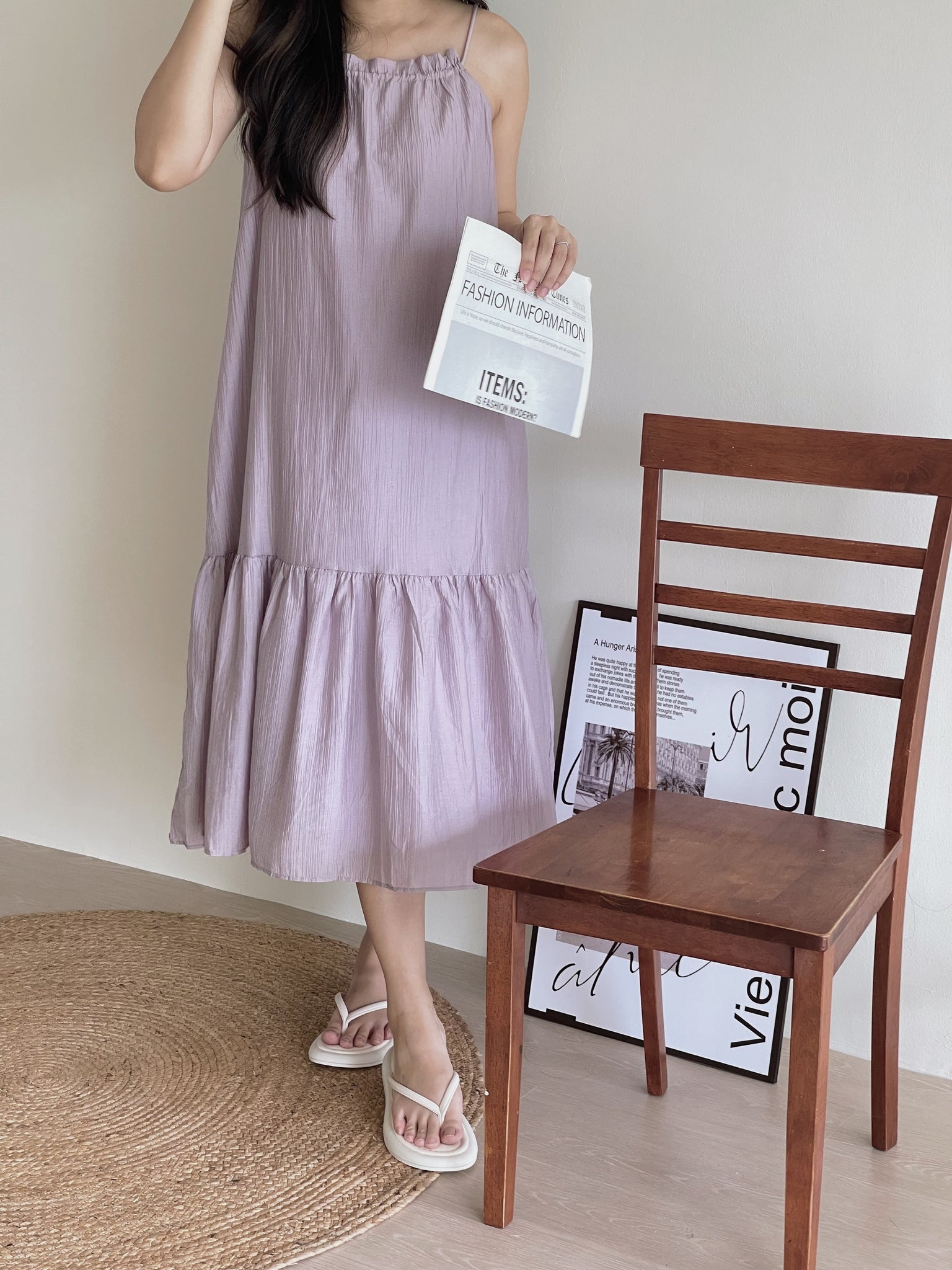 Lucille Spaghetti Long Dress / 松弛感宽松吊带裙