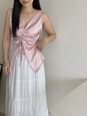 Satin Drawstring Top / 设计感缎面抽绳上衣