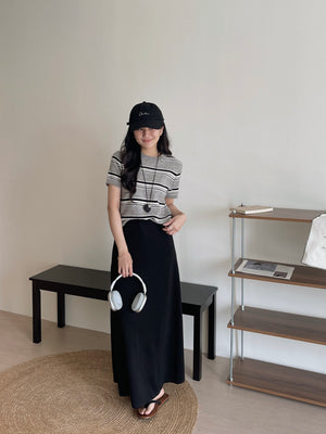 Tie-Waist Aline Midi Skirt / 系带垂坠感宽摆半身裙