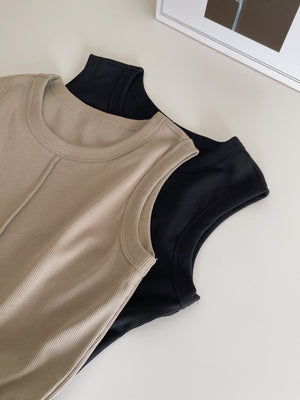 Cassia Ribbed Spliced Dress / 背心拼接连身长裙