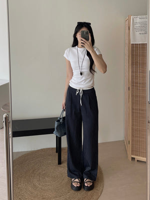 American-style Striped Relaxed Pants / 美式条纹宽松休闲长裤