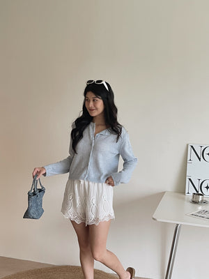 Crochet Knit Cardigan / 毛衣钩花针织开衫