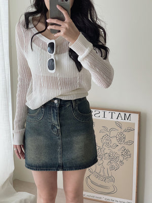 Hole Knit Sweater / 镂空针织长袖衫