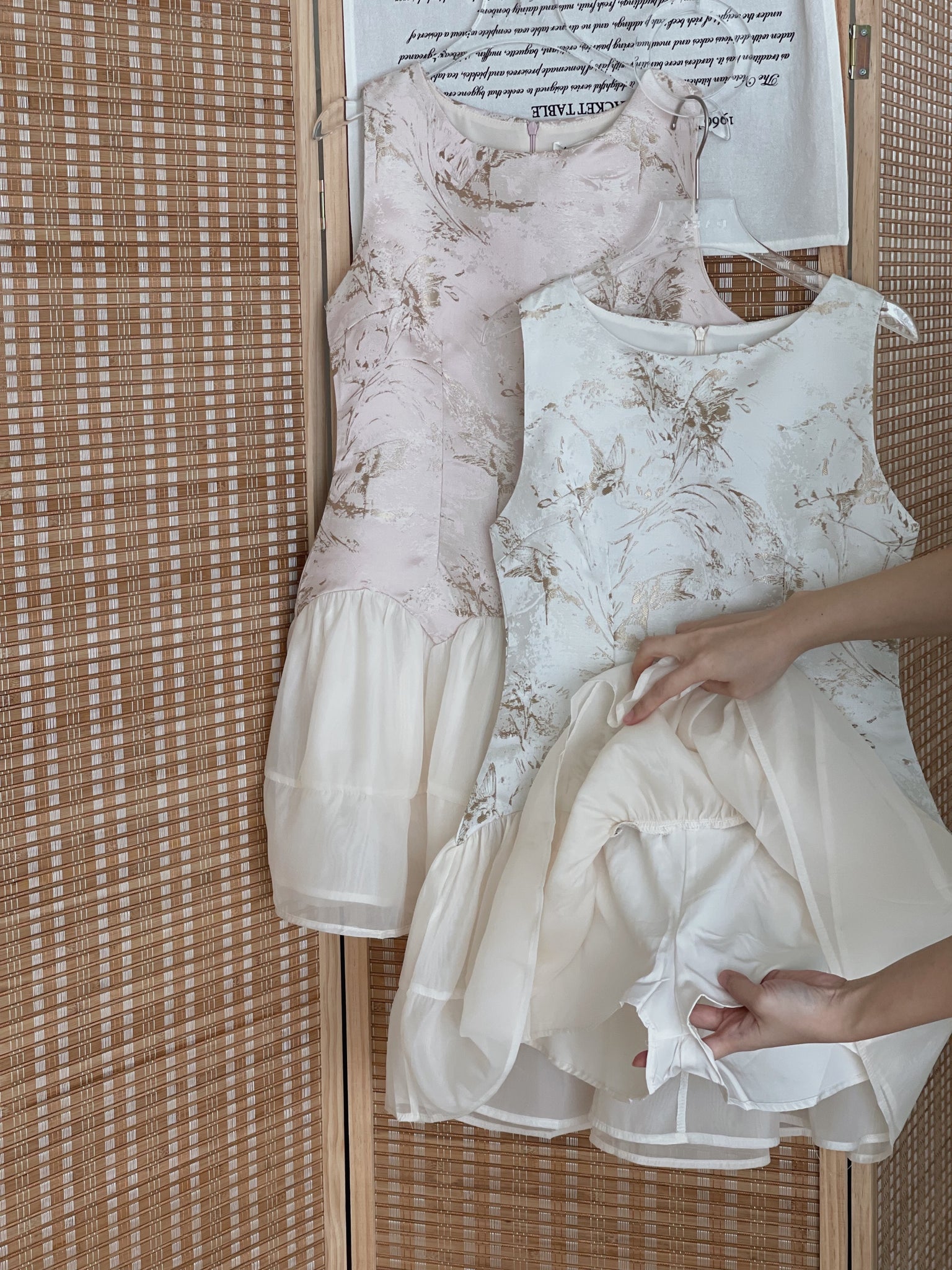 Gilded Mist Jumpsuit Dress / 烟罗织梦-金雾提花薄纱摆连体裤裙