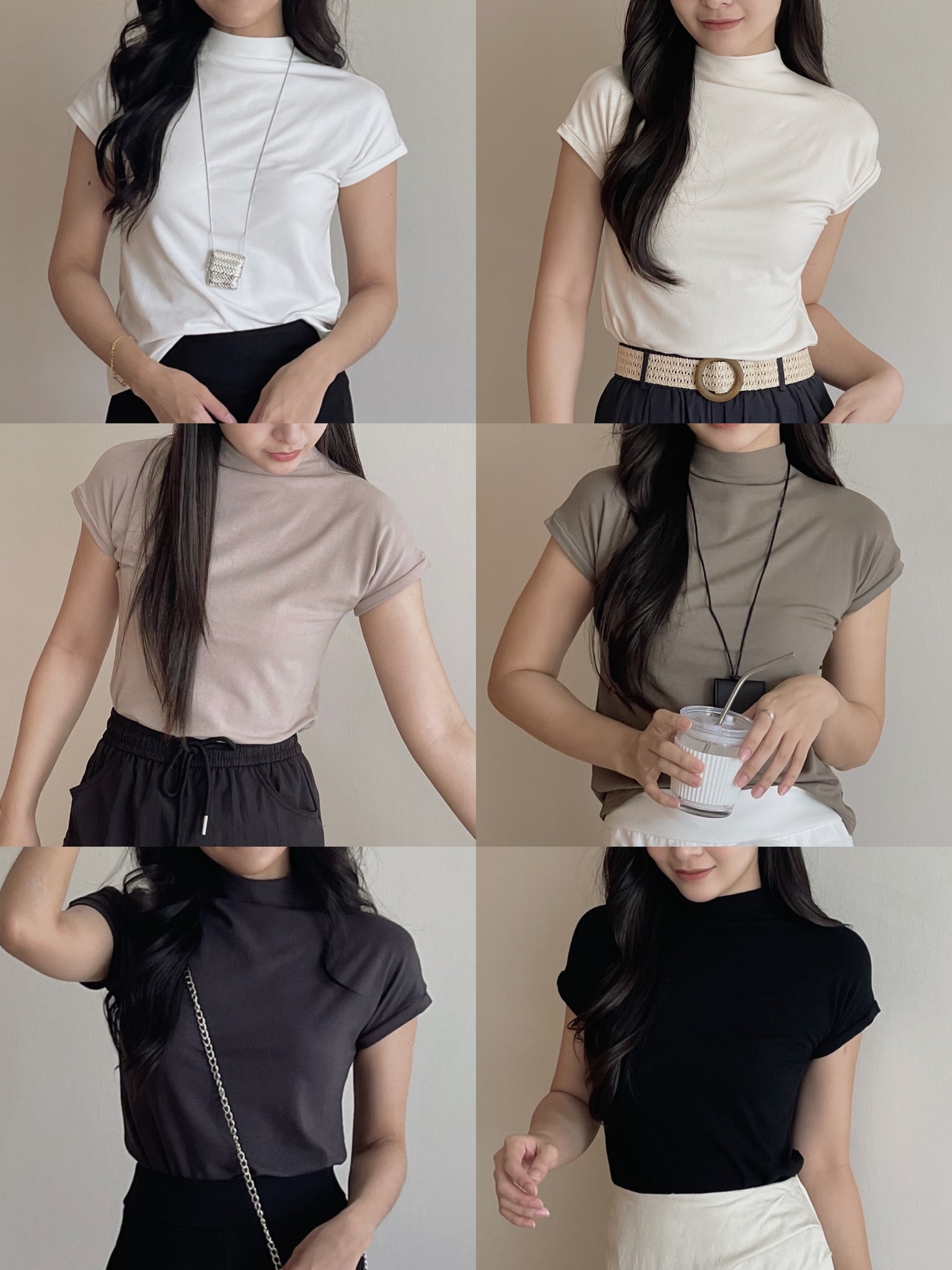 Cotton Mock Neck Tee / 棉质半高领基础T恤