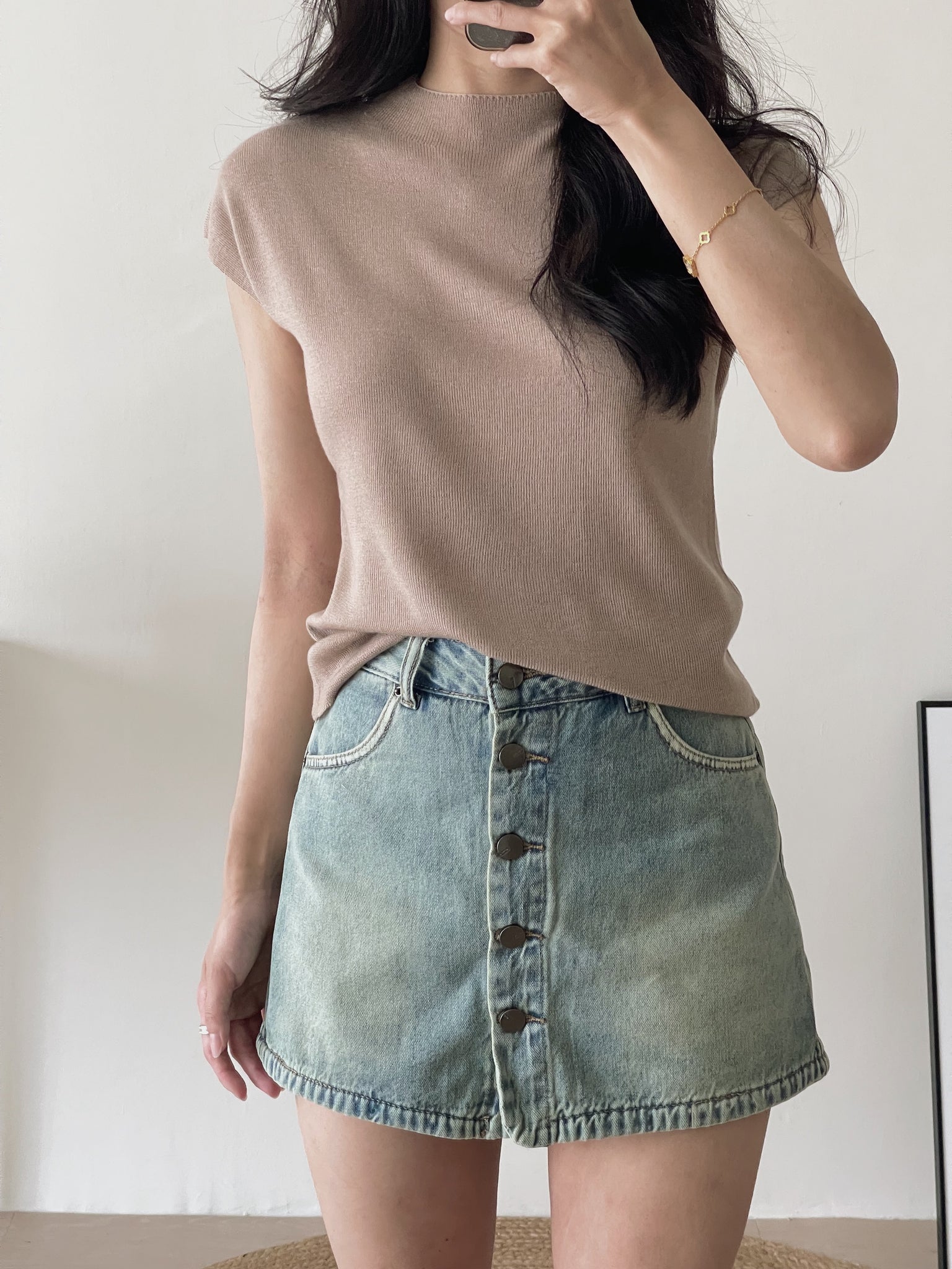 Button Up Denim Skirt / 排扣牛仔短裙