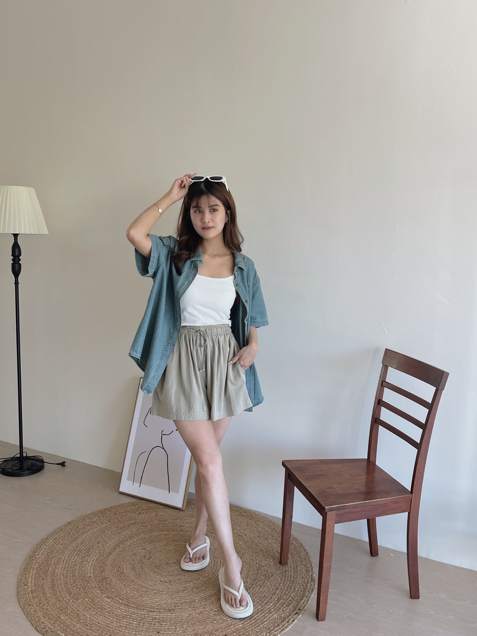 Ribbon Embroidered Outer Shirt / 刺绣软牛仔衬衣