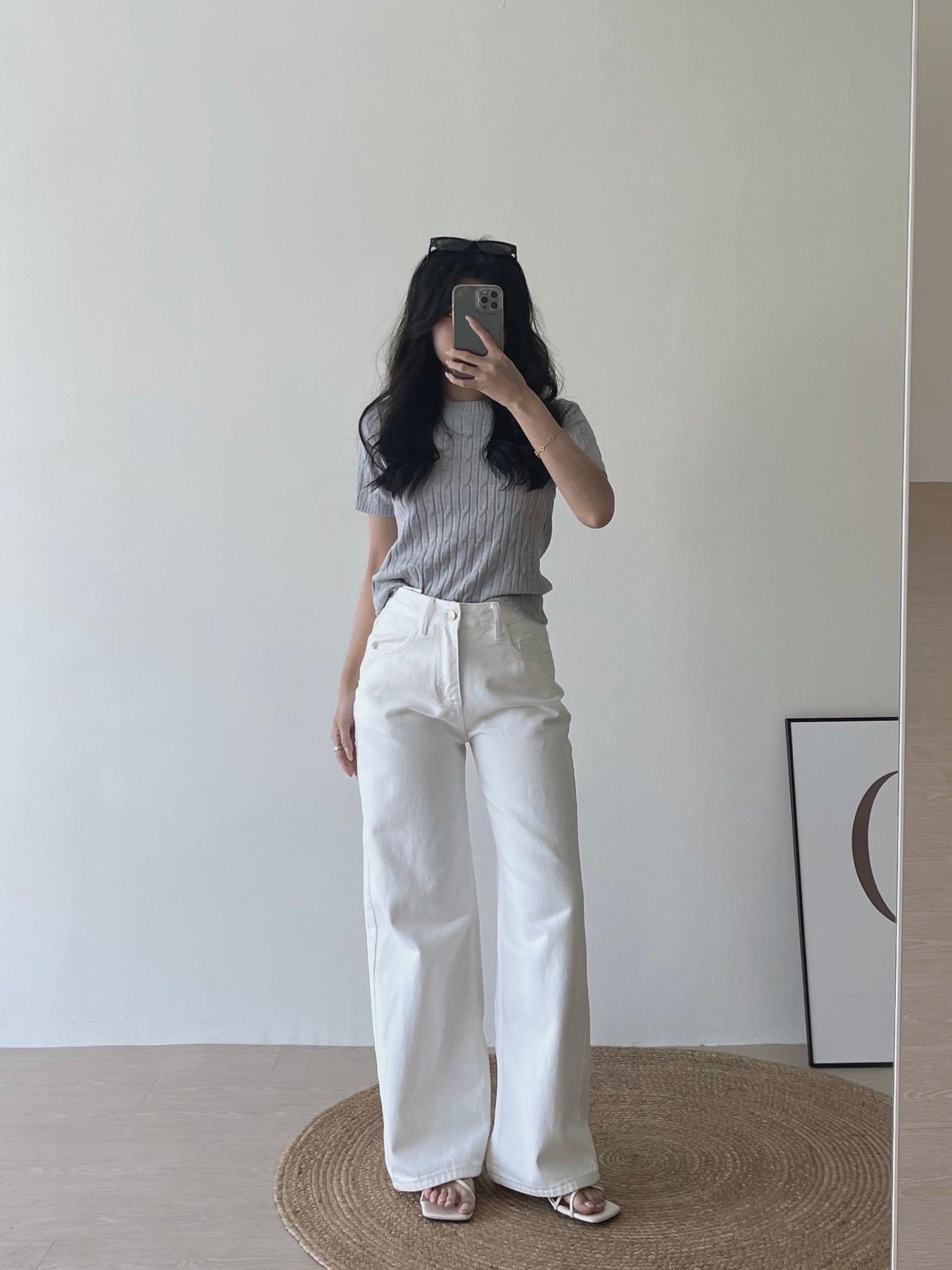 White Straight Jeans / 直筒白色牛仔长裤