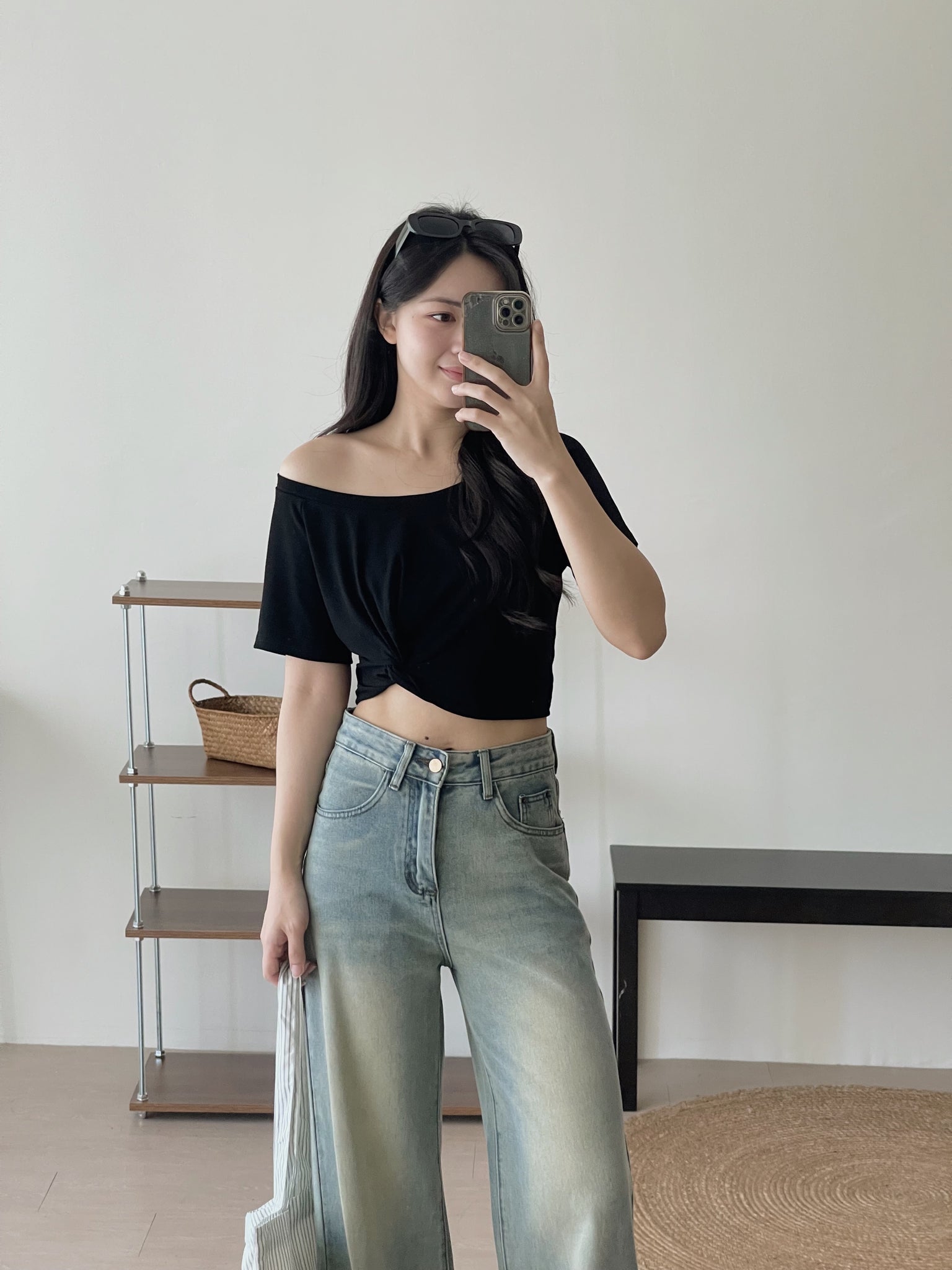 Twist Waist Crop Top / 收腰拧结两穿短T恤