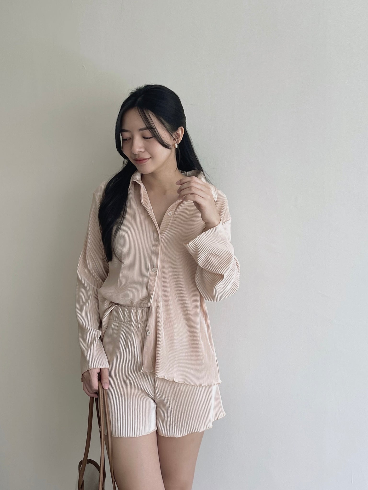 Casual Ribbed Pleated Set / 休闲慵懒褶皱套装