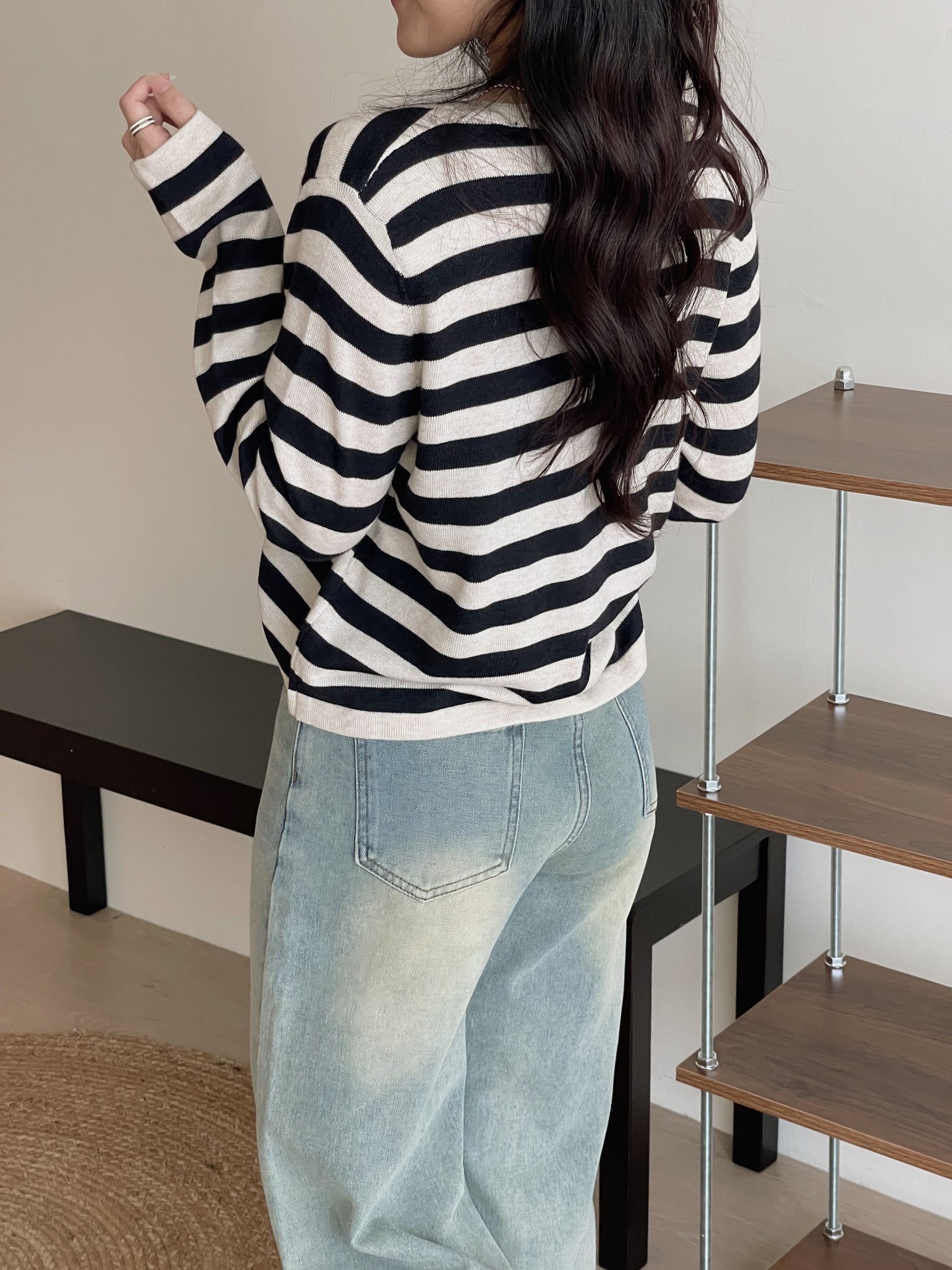 Unnie Style Stripes Cardigan / 韩系软糯条纹开衫