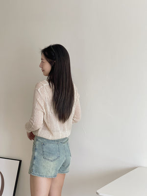 Hole Knit Sweater / 镂空针织长袖衫