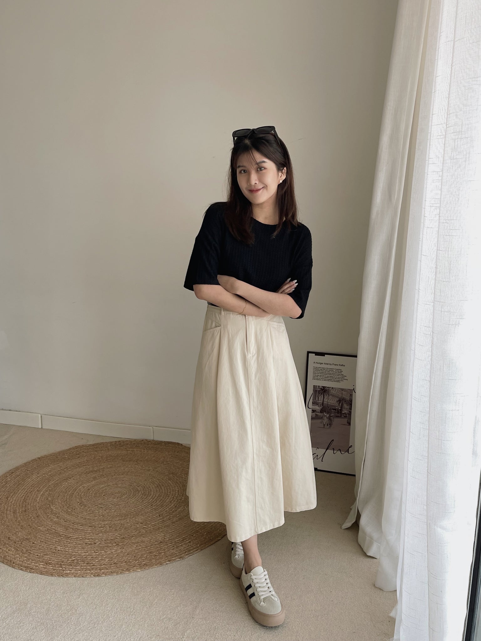 Soft Figured Crop Tee / 软料钩花圆领T