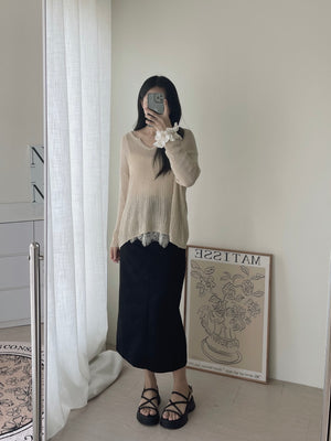 Korean Loose Knitted Sweater / 韩版慵懒镂空针织罩衫