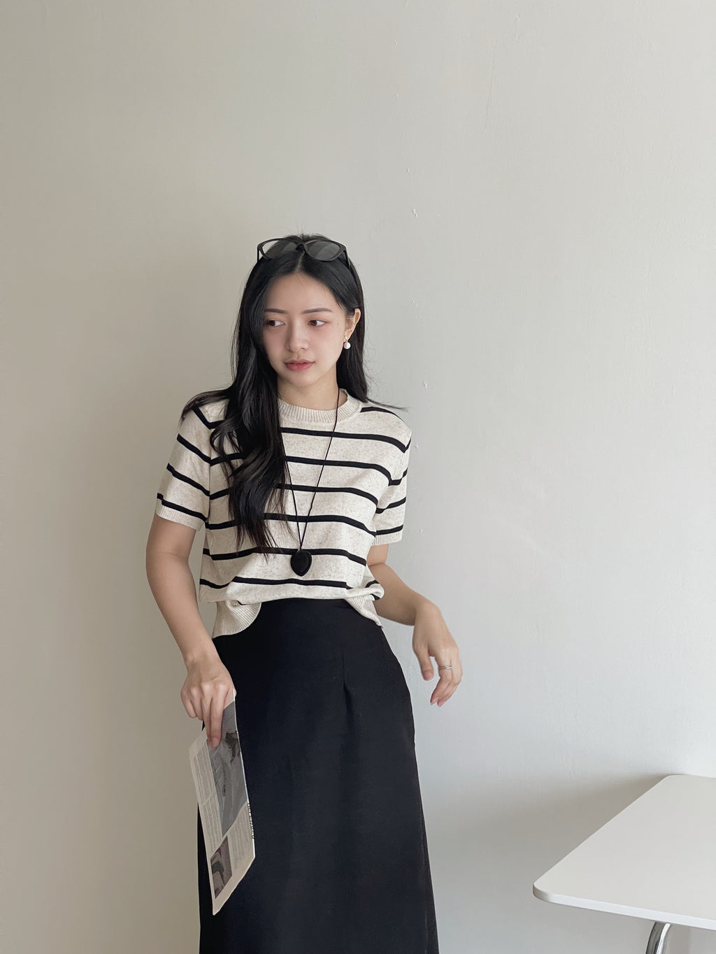 Stripes Knit Tee / 针织条纹圆领衣