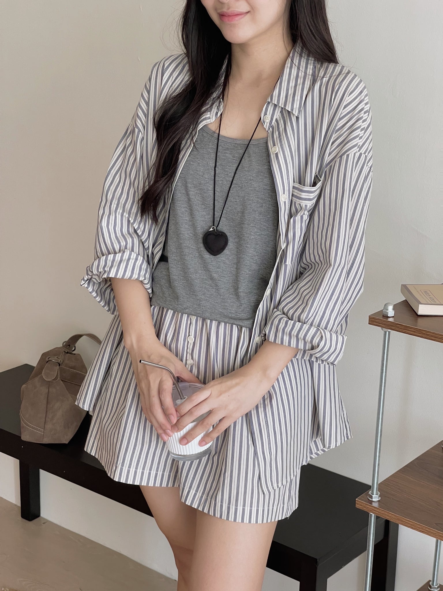 Striped Effortless 3pcs Set / 条纹慵懒风三件套