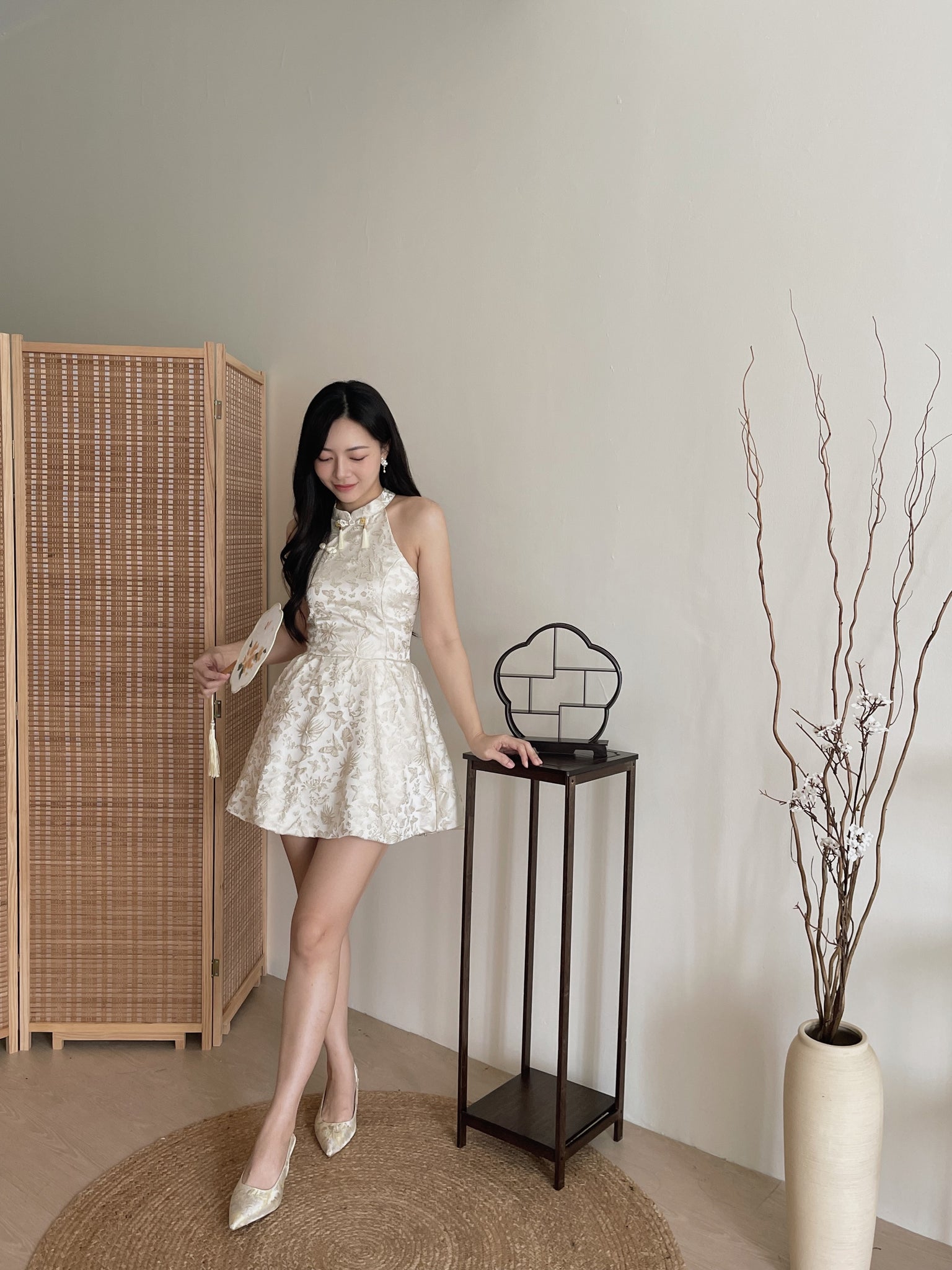 Carlin Emboss Jacquard Jumpsuit Dress / 【花影仙蝶】浮雕提花连体旗袍