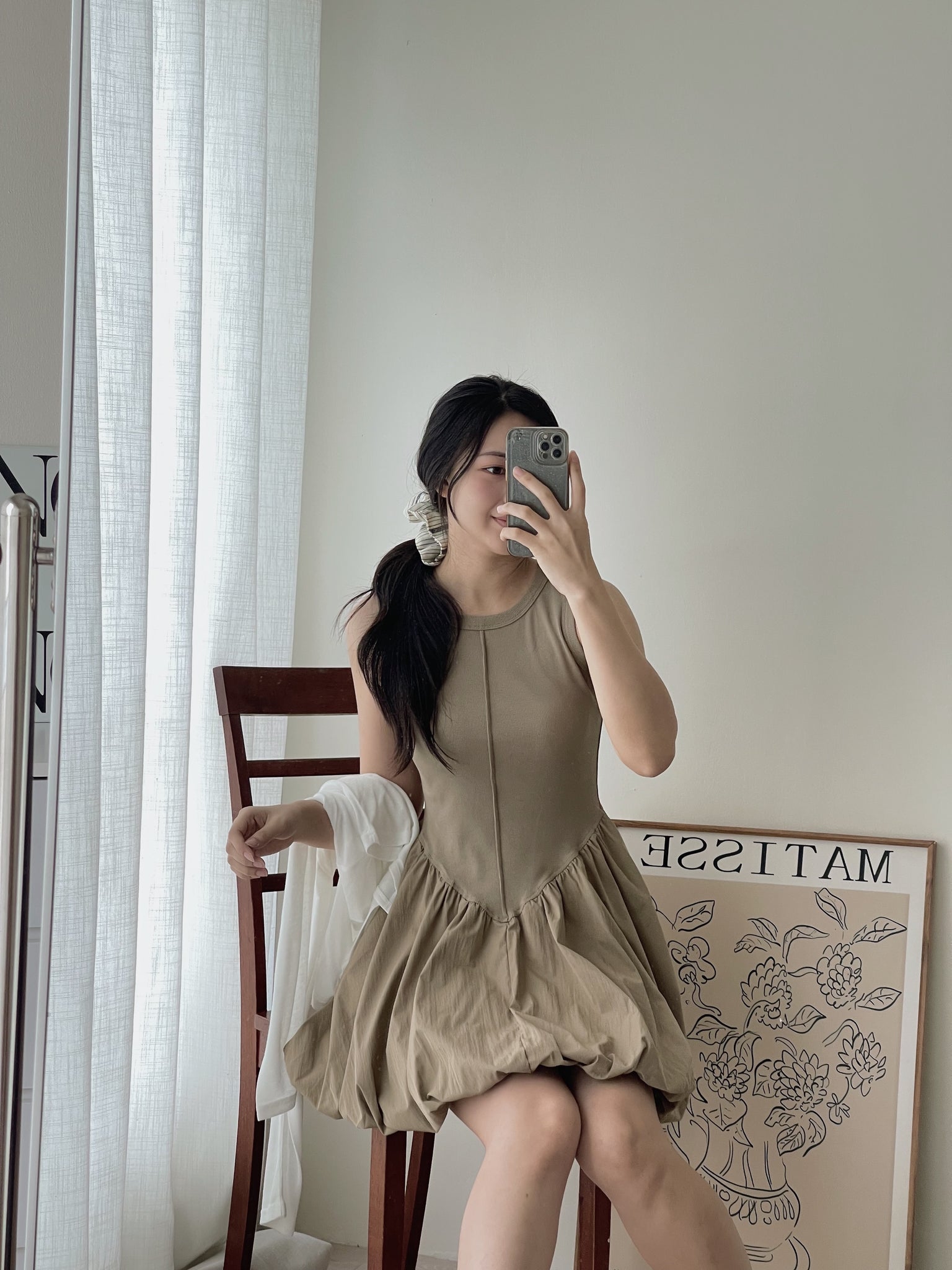 Puff Hem Babydoll Dress / 背心拼接花苞连身裙