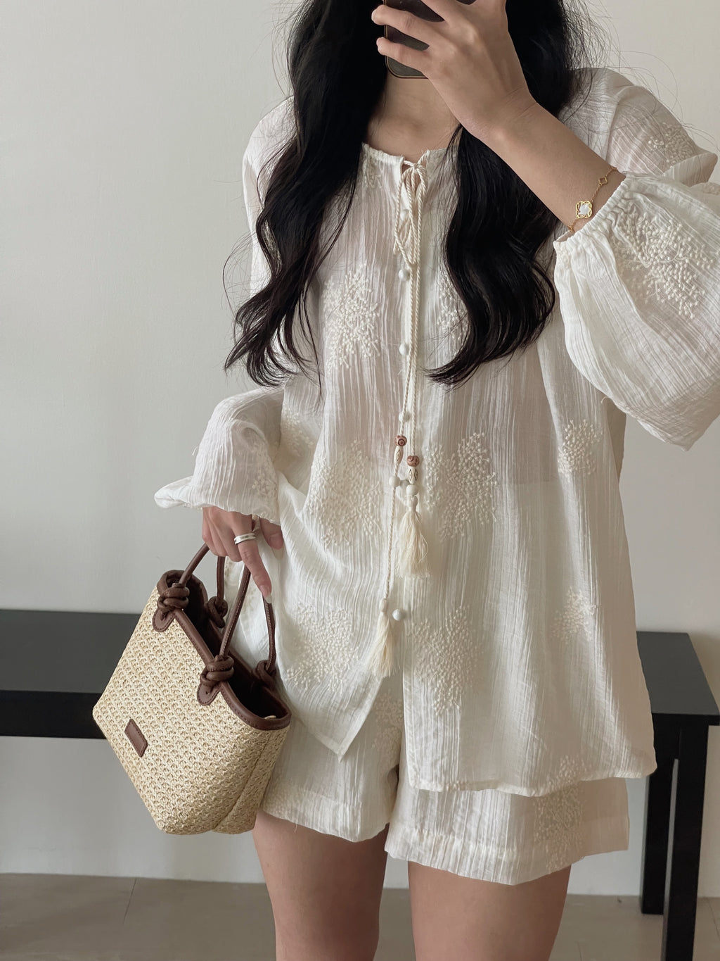Dandelion Embroidered Set / 刺绣花休闲衫套装
