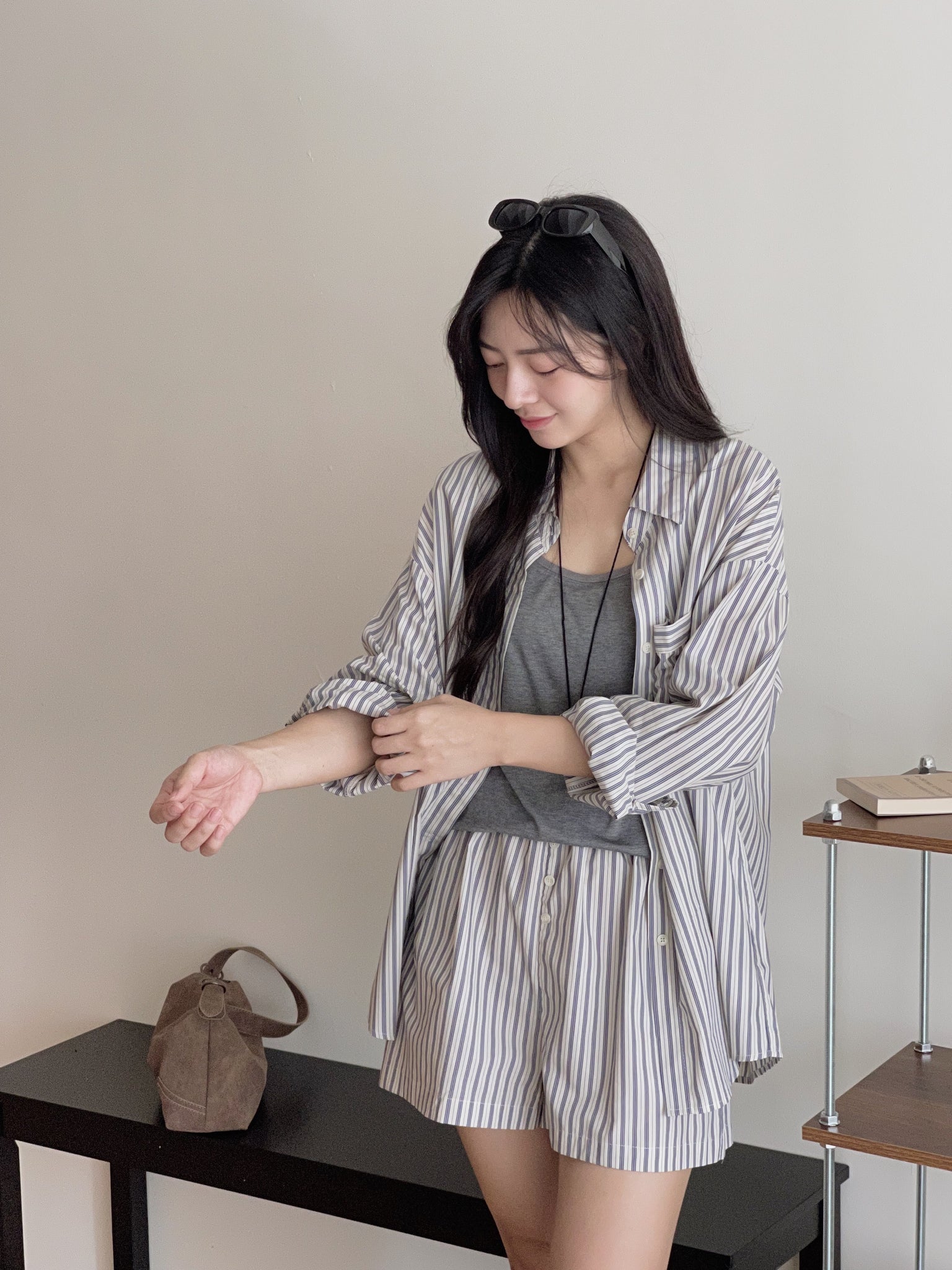 Striped Effortless 3pcs Set / 条纹慵懒风三件套