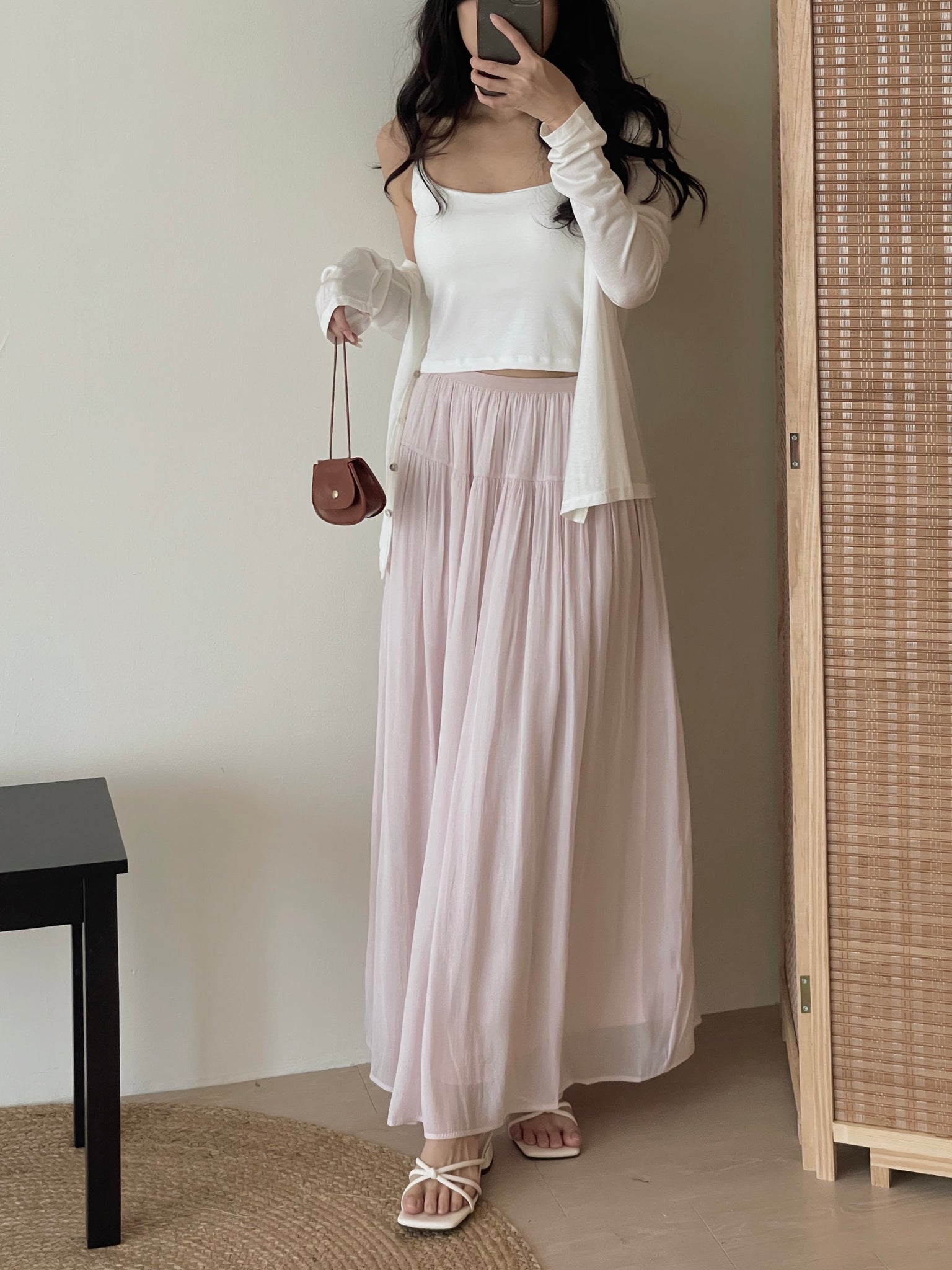 Shimmery Chiffon Midi Skirt / 温柔坠感流光纱裙