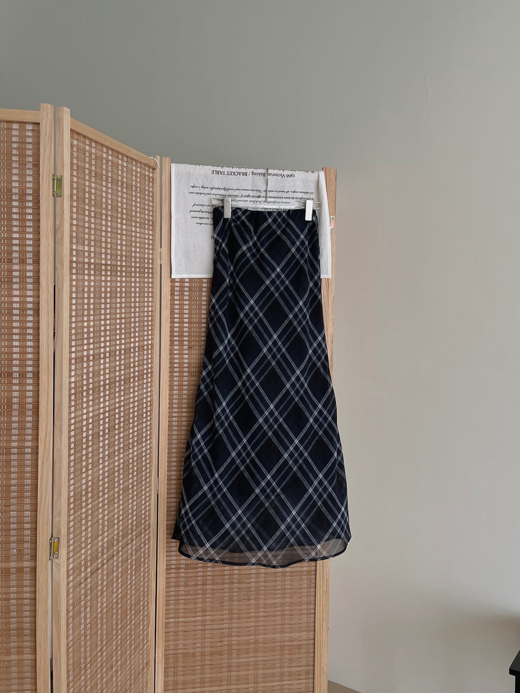 Soft Plaid Mesh Fishtail Skirt / 文艺格纹薄纱鱼尾裙