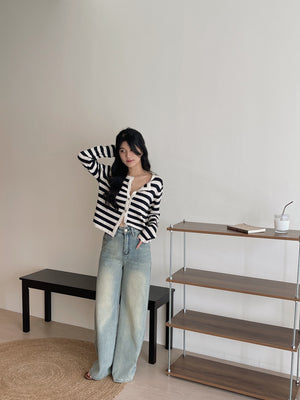Unnie Style Stripes Cardigan / 韩系软糯条纹开衫