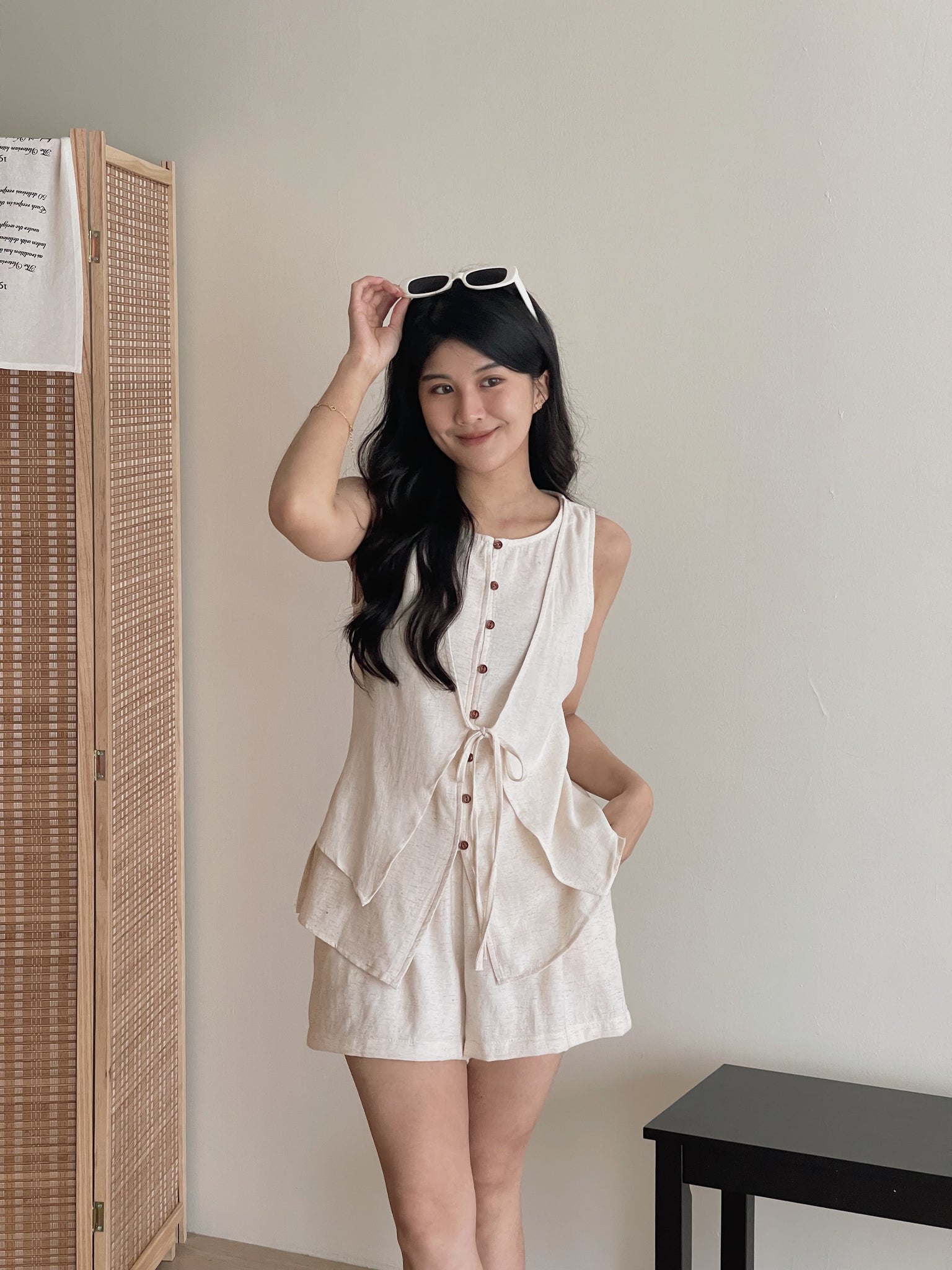 Estelle Linen Set / 老钱风假两件亚麻套装
