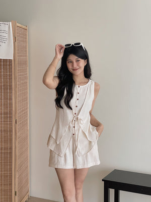 Estelle Linen Set / 老钱风假两件亚麻套装