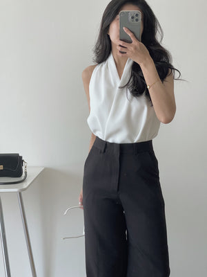 V-Neck Sleeveless Top / 交叉V领通勤上衣