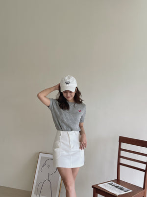 Lovey Cable Knit Tshirt / 爱心刺绣麻花T恤