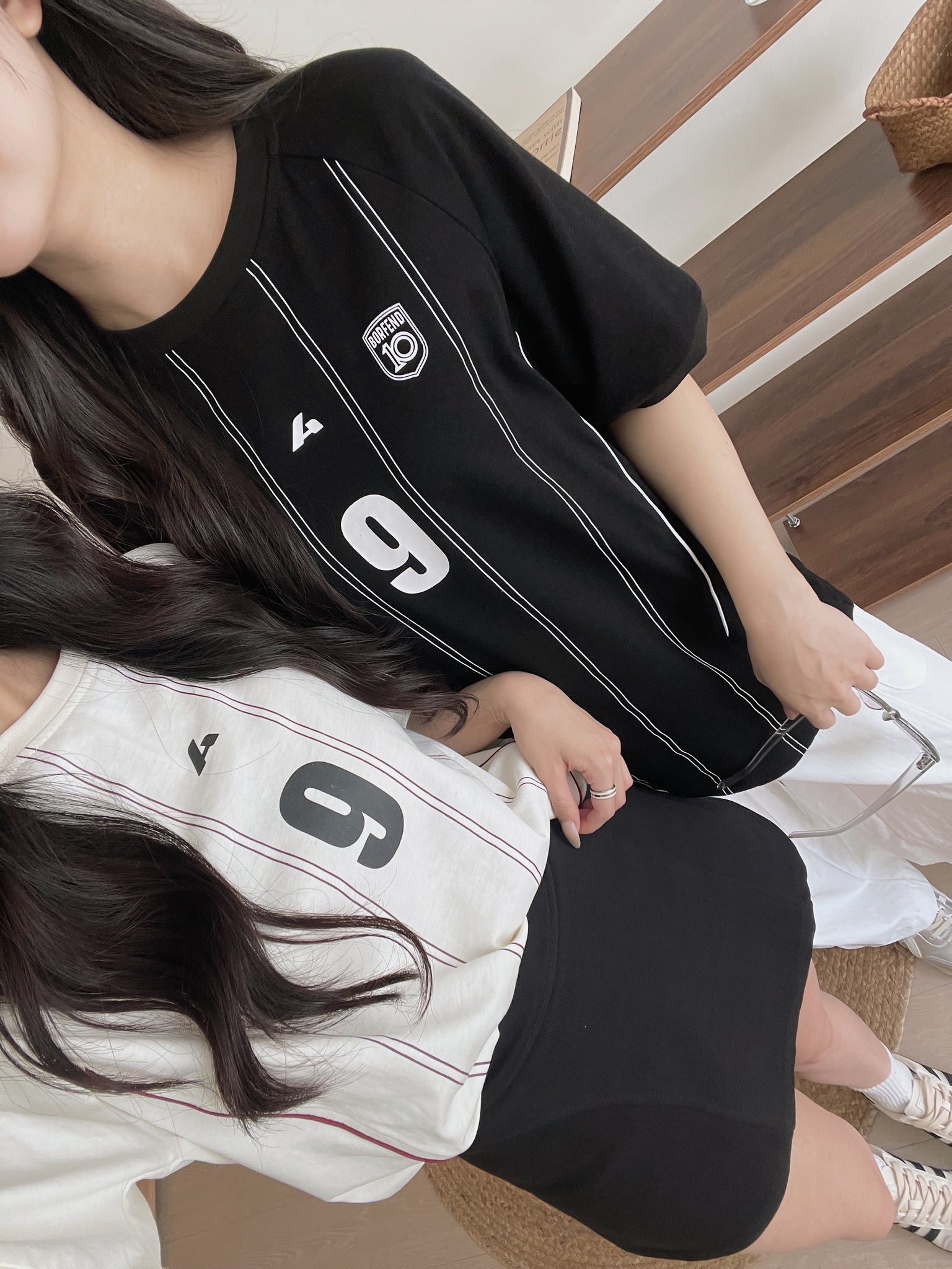 Badge Stripes Oversized Tee / 美式徽章条纹宽松T恤