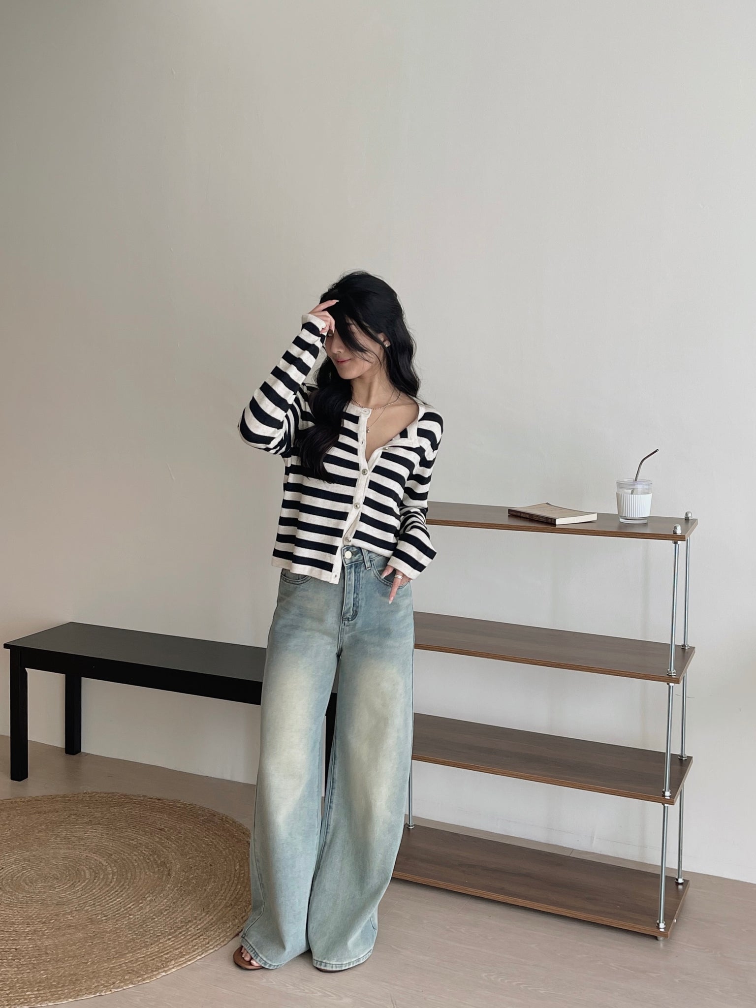 Unnie Style Stripes Cardigan / 韩系软糯条纹开衫