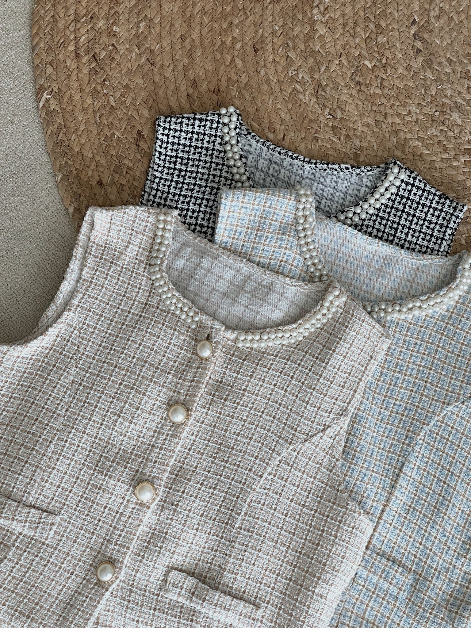 Pearl Tweed Vest / 名媛风钉珍珠马甲