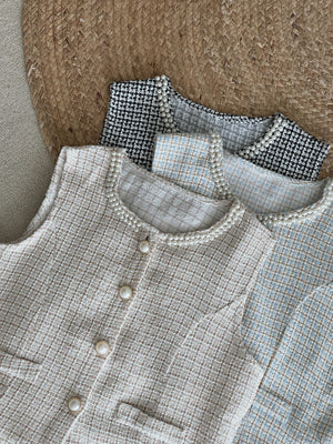 Pearl Tweed Vest / 名媛风钉珍珠马甲