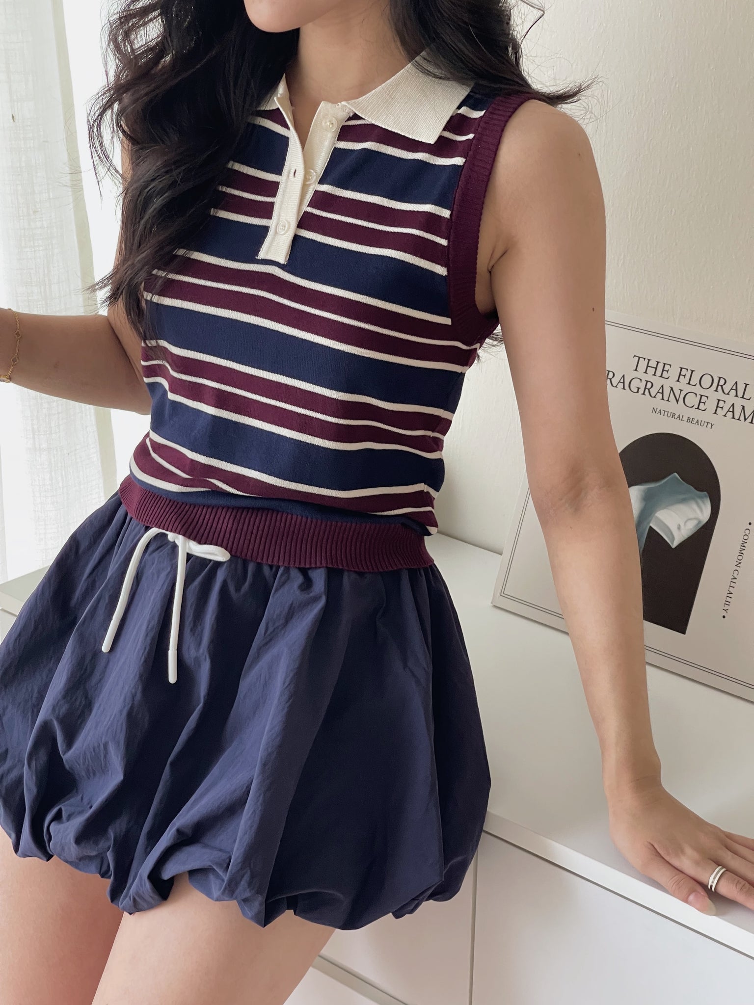 Sweetie Knitted Contrast Set /  甜妹针织撞色条纹套装