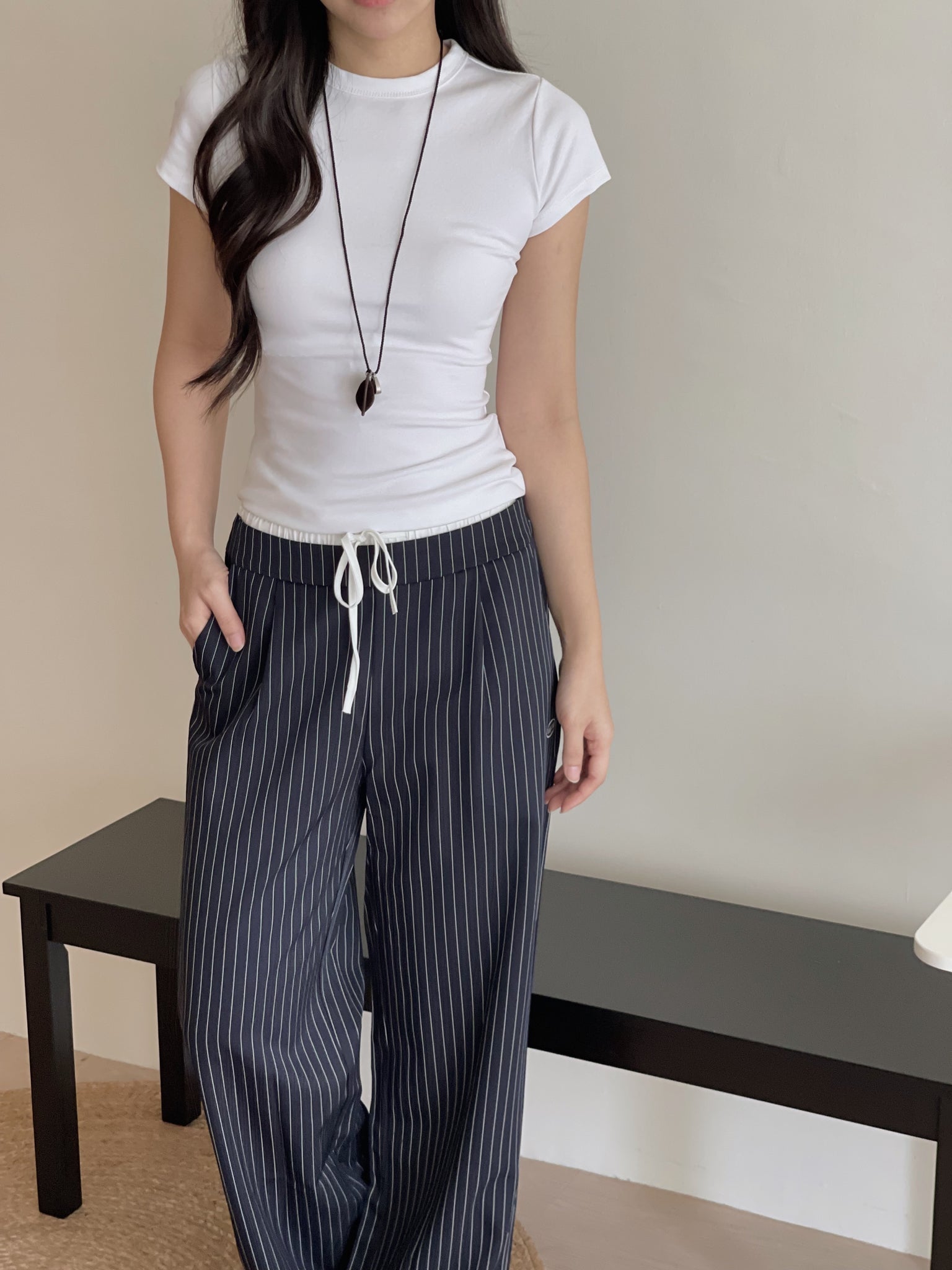 American-style Striped Relaxed Pants / 美式条纹宽松休闲长裤