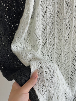 Crochet Split Long Top / 叠穿镂空开叉上衣